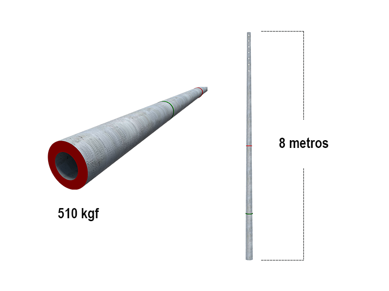 Postes en concreto de 8m - 510kgf